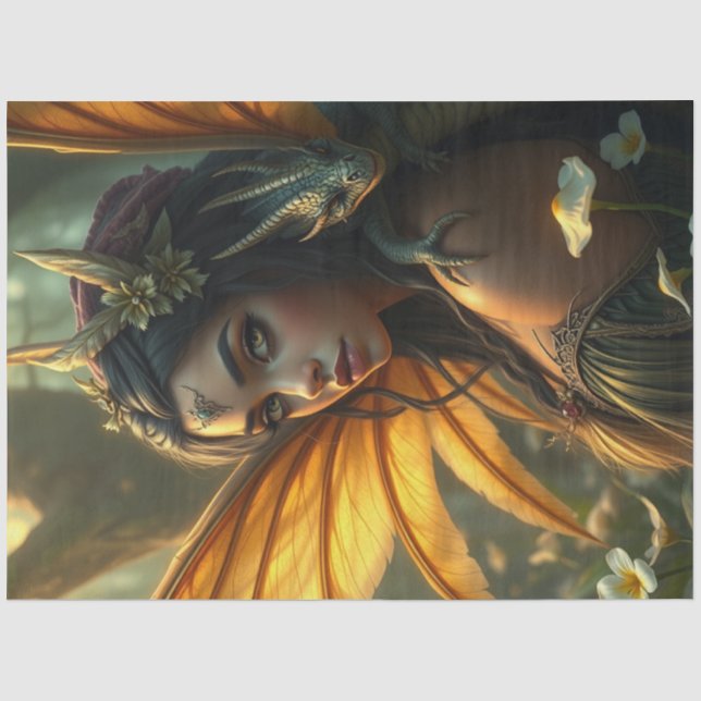 Mysterious Gothic Dragon Fairy  Tissue Paper (Front)