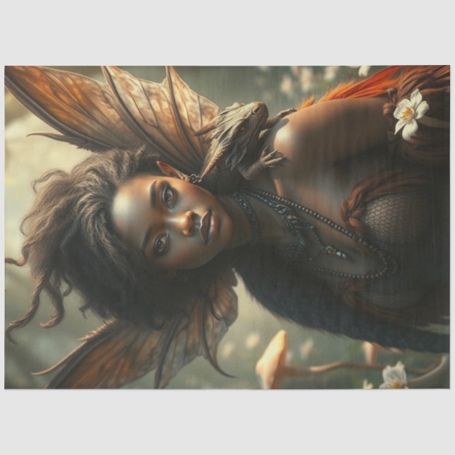 Mysterious Gothic Dragon Fairy  Tissue Paper (Front)
