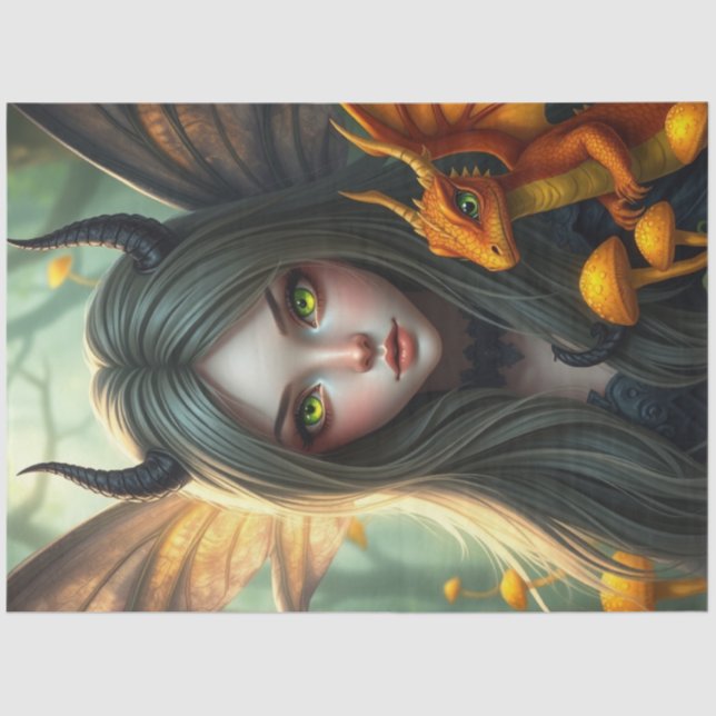 Mysterious Gothic Dragon Fairy  Tissue Paper (Front)