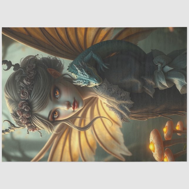 Mysterious Gothic Dragon Fairy  Tissue Paper (Front)