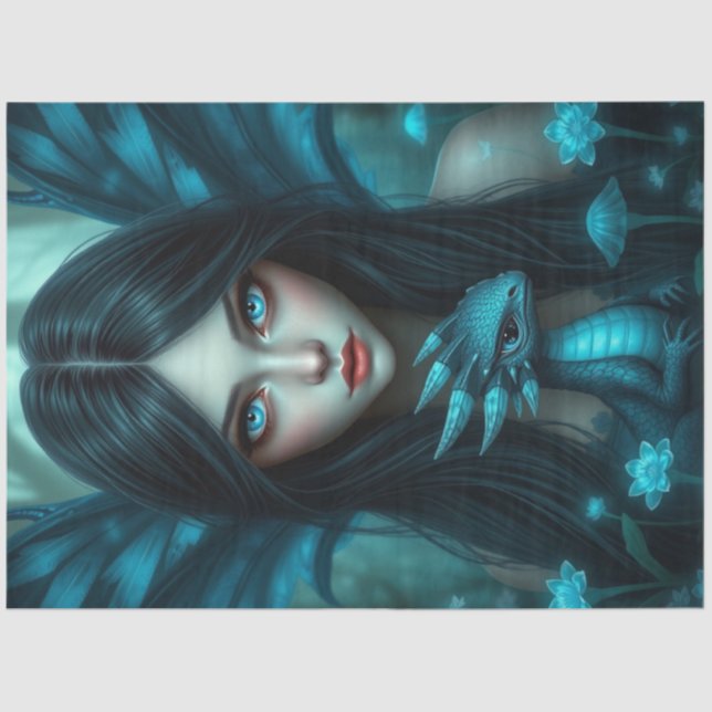 Mysterious Gothic Dragon Fairy  Tissue Paper (Front)