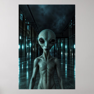 Mysterious Grey Alien Poster