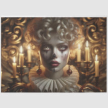 Mysterious Harlequin Woman Decoupage Paper