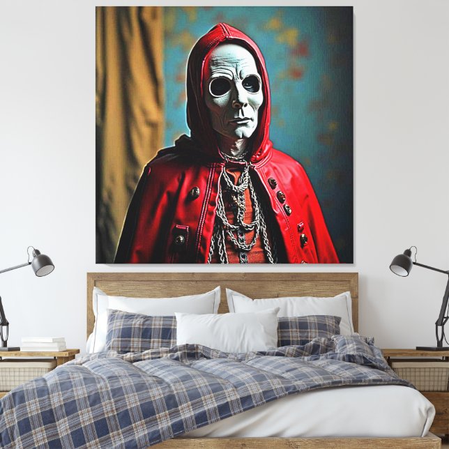 Mysterious Hooded Skull Figure Canvas Print (Insitu(Bedroom))