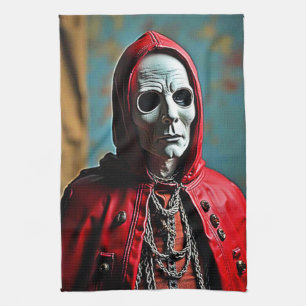 Mysterious Hooded Skull Figure Kitchen Towel