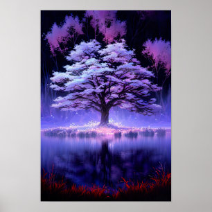 Mysterious Illumination of the Lake's Tree Poster
