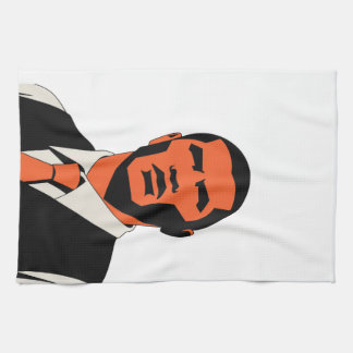 Mysterious man look kitchen towel
