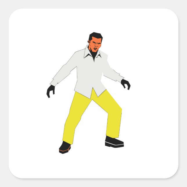 Mysterious man look square sticker (Front)
