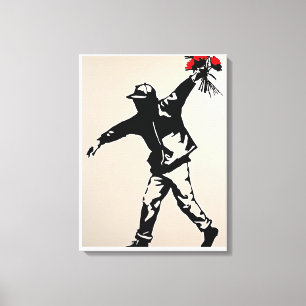 Mysterious Man with Flowers Canvas Print