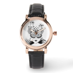 Mysterious Masked Lady with Blue Eyes Watch