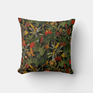 Mysterious Night Tropical Jungle Throw Pillow