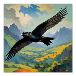 Mysterious Nomad: Colourful Swift Bird Portait Poster