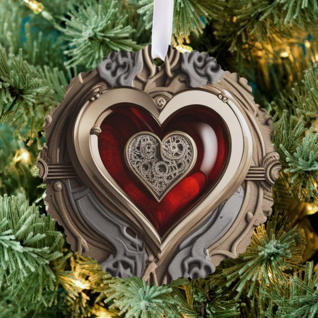 Mysterious Ornament with a red heart   Card (Insitu (Tree))