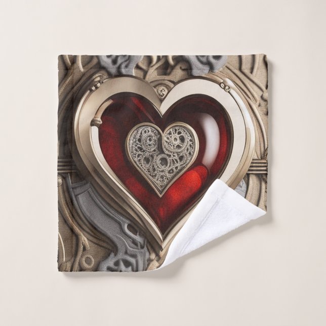Mysterious Ornament with a red heart   Wash Cloth (Wash Cloth)
