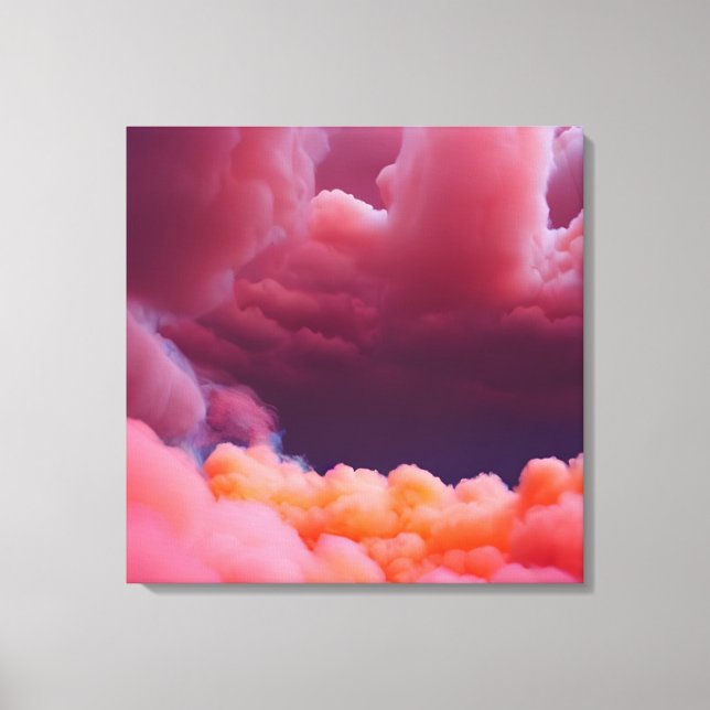 Mysterious pink and orange clouds canvas print (Front)