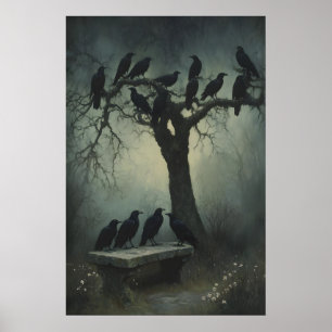 Mysterious Raven Art Dark Gothic Wall Print Crow