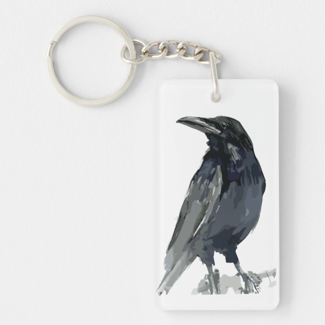Mysterious Raven Illustration Keychain (Front)