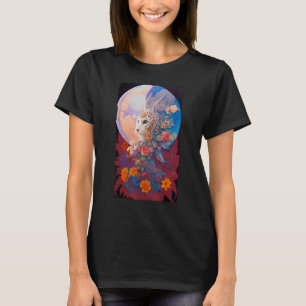 Mysterious Royal Moon Cat with Lace Wings and Flow T-Shirt