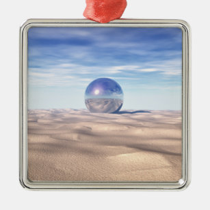 Mysterious Sphere in Desert Metal Ornament