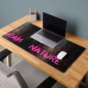 Mysterious spruce forest nature neon magenta desk mat