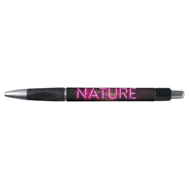 Mysterious spruce forest nature neon magenta sign pen (Front)