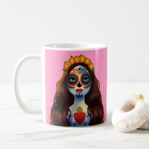 Mysterious Sugar Skull Woman Coffee Mug