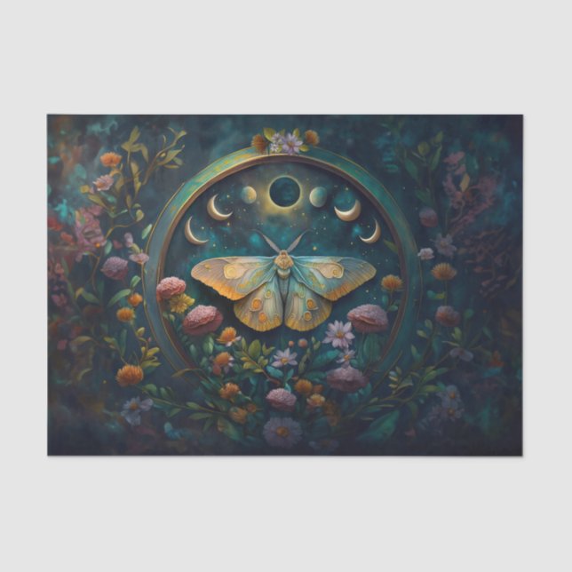 Mysterious Twilight Portal, Moth & Eclipse Tissue Paper (Front)