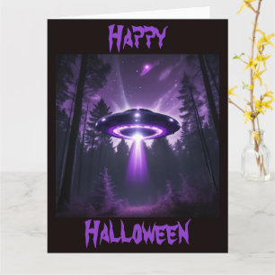 Mysterious UFO Halloween Card