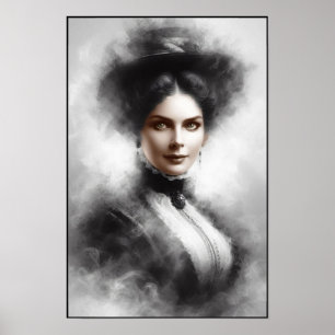Mysterious Victorian Woman Portrait Art Poster