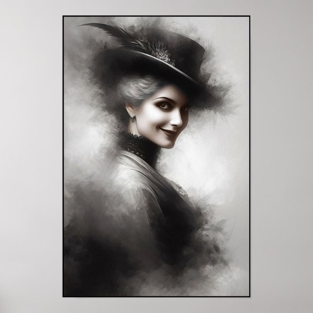 Mysterious Victorian Woman Portrait Art Poster (Front)