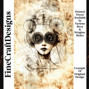 Mysterious Vintage Steampunk Lady N5 Decoupage Tissue Paper