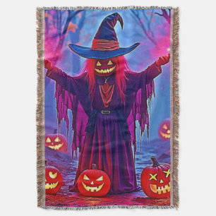 Mysterious Witch in Enchanted Woods Design Throw Blanket