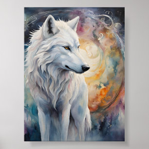 Mysterious Wolf in the Magic of Colours Poster