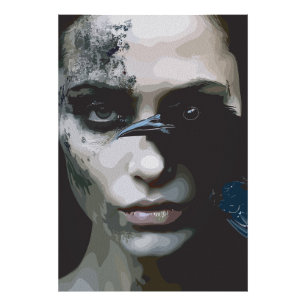 Mysterious Woman with Raven Photo Print