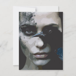 Mysterious Woman with Raven Postcard
