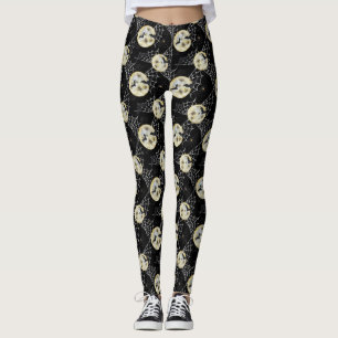 Mystery Bat & Lune Motif Halloween Leggings