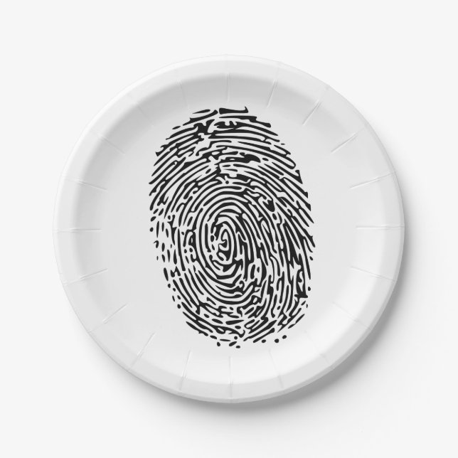 Mystery Black Fingerprint Paper Plate (Front)