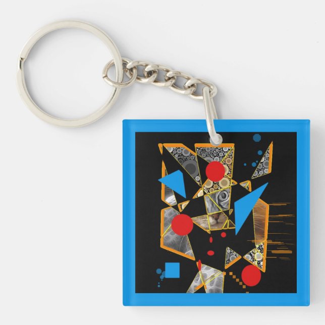 Mystery Cat Square Keychain (Front)