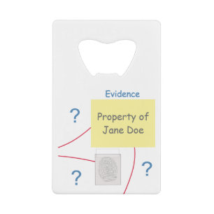 Mystery Crime Solving Evidence Board Credit Card Bottle Opener