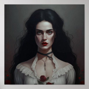 Mystery gothic female vampire poster