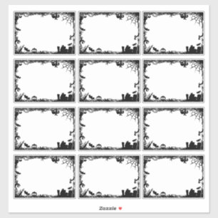 Mystery Halloween Black and White Stickers Frames 
