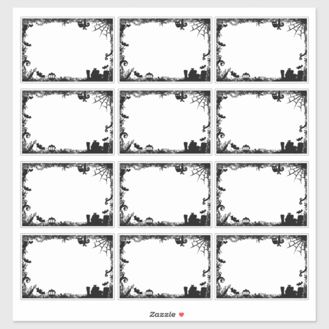 Mystery Halloween Black and White Stickers Frames  (Sheet)
