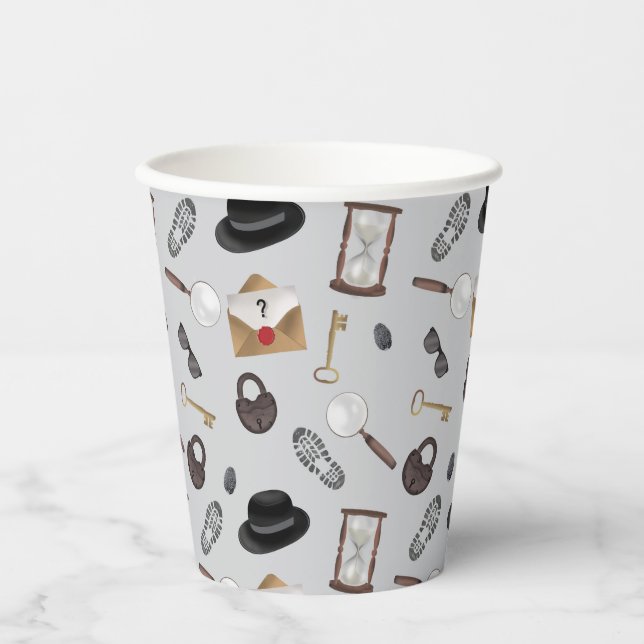 Mystery Kids Secret Agent Spy Detective Theme Paper Cups (Front)