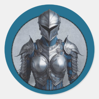 Mystery Lady in Silver Armour Denim Jacket Classic Round Sticker