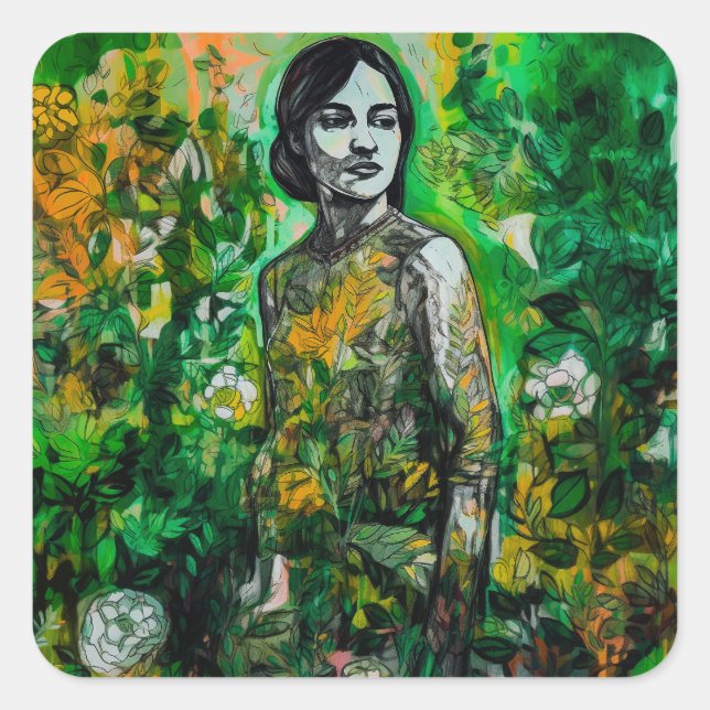 Mystery Lady  Square Sticker (Front)