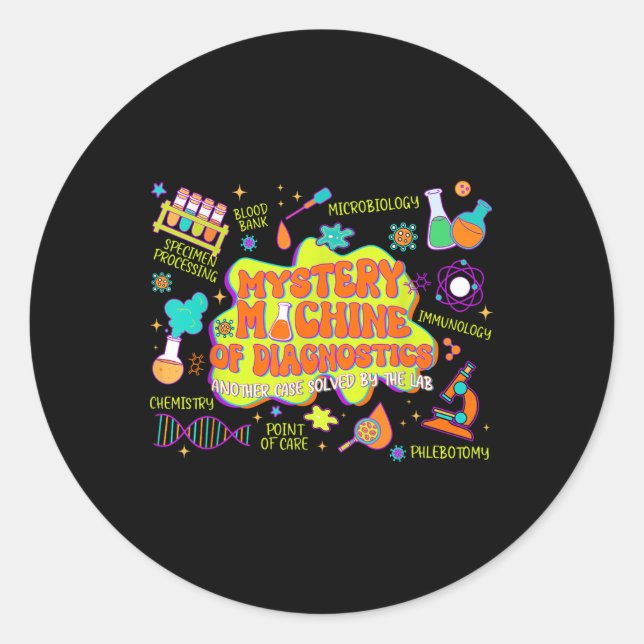 Mystery Machine Of Lab Week 2025 Diagnostics Med L Classic Round Sticker (Front)