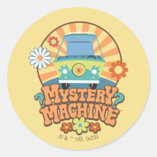 Mystery Machine Van Floral Graphic Classic Round Sticker
