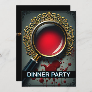 Mystery magnifying glass clues dinner party invitation