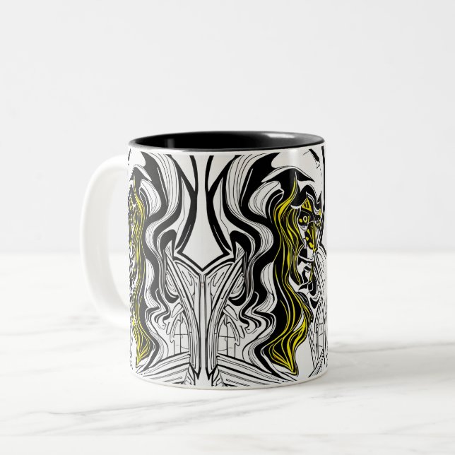 Mystery man face Two-Tone coffee mug (Front Left)
