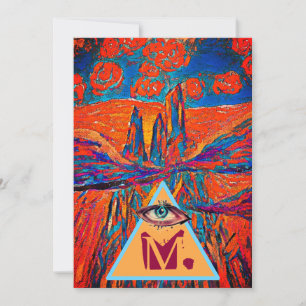 Mystery Mount Monogram and Roses in the Sky  Holiday Card